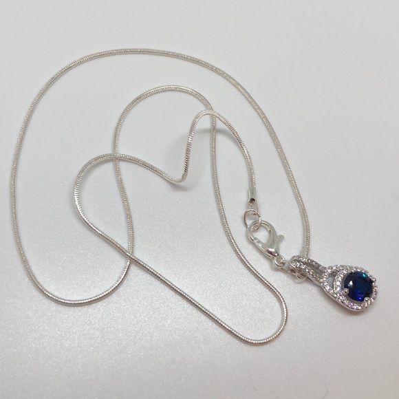 FINAL - Sterling Silver Blue AAA Zircon Necklace - Picture 8 of 8